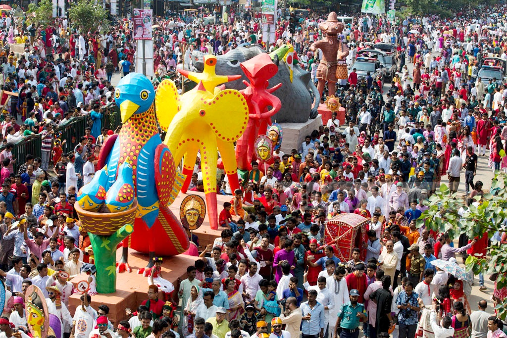 Mongol Shobhajatra for Pohela Boishakh 1425 in Dhaka, Bangladesh
