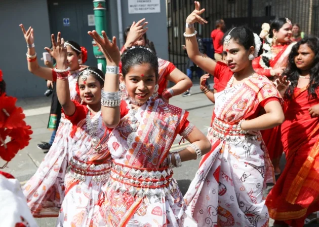 Children performing at the Pohela Boishakh Mela 2017 in London - Photo courtesy The Docklands and East London Advertiser
