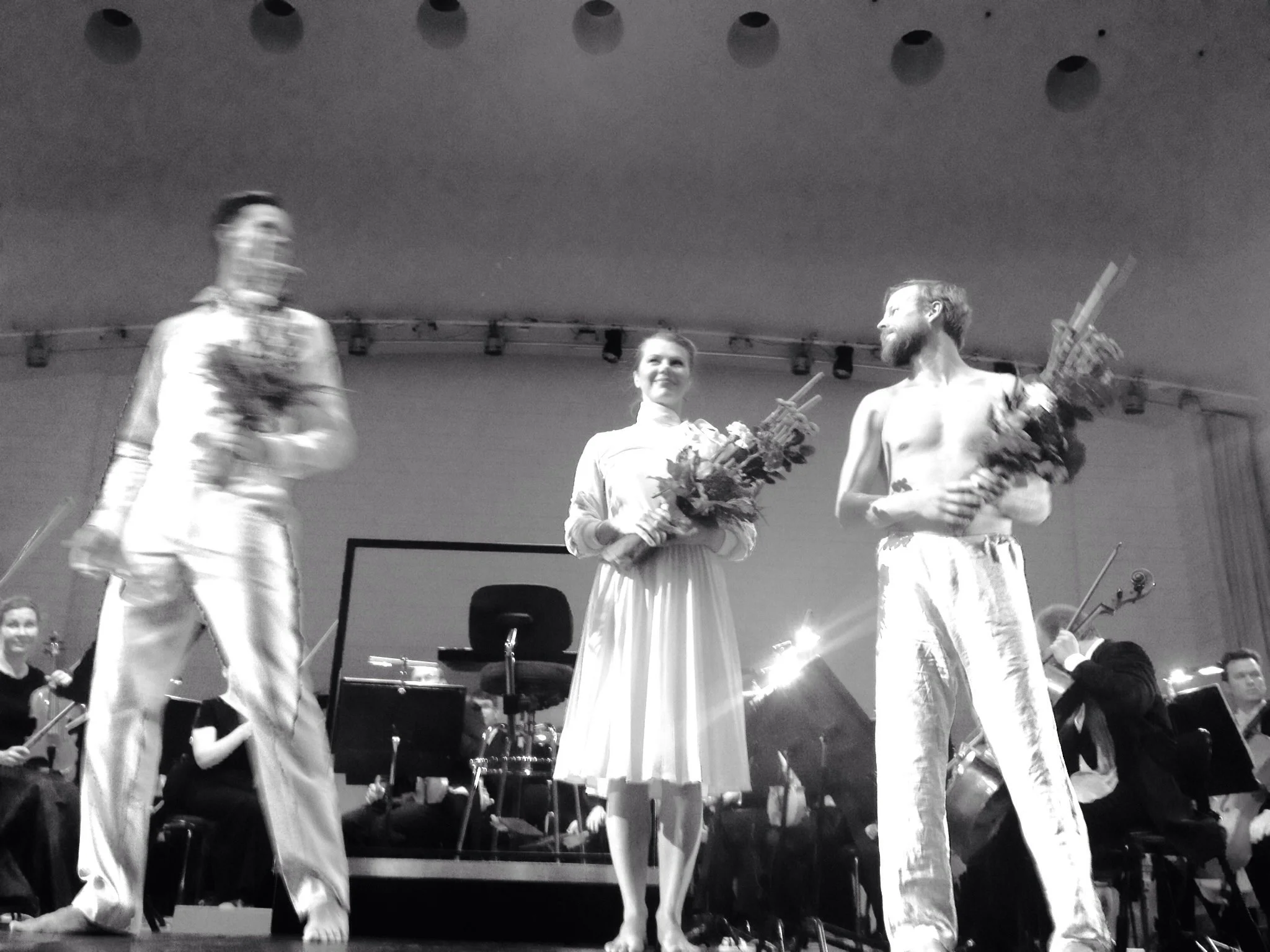 After the Premier of Scaramouche with Teemu Kyytinen and Panu Vasrtala, Turku Philharmonic Orchestra. 2014 Photo Heikki Hamunen.
