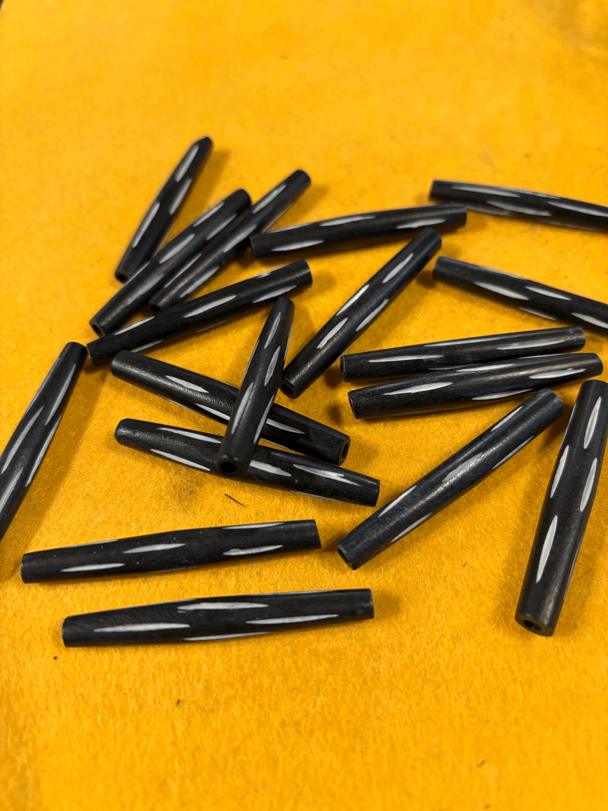 Black w/White Strips Bone Bead