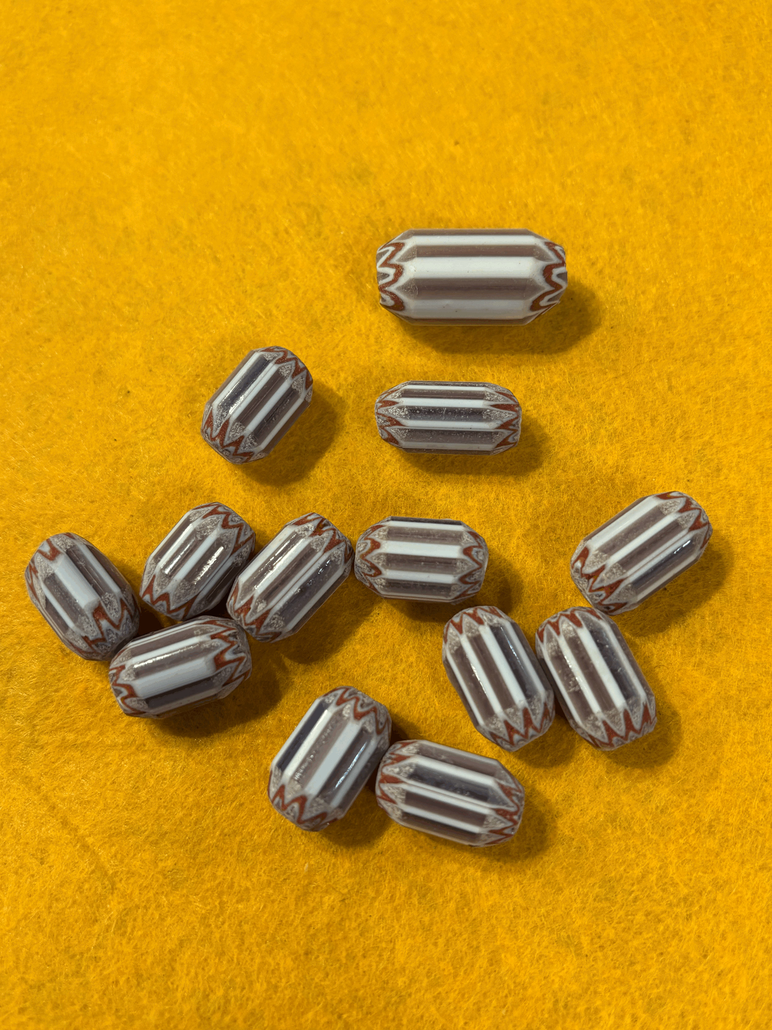 Small Rose Taupe Chevron Bead