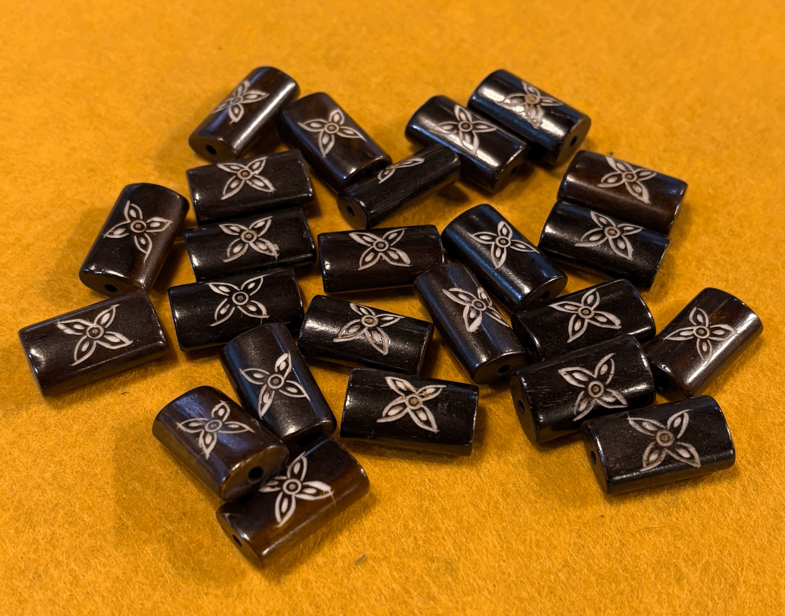 Engraved Ebony Bone Bead