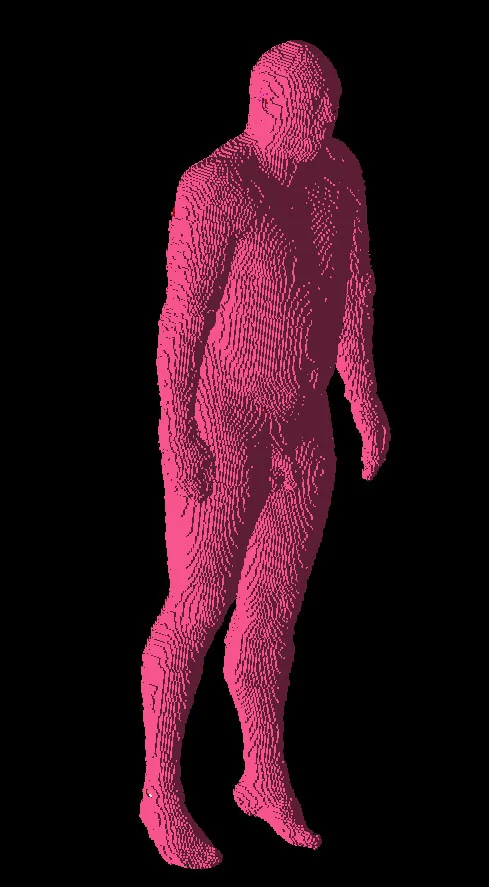 Figure 3: Position 2 of the walking man is shown where the man is in a neutral position with neither leg forward and the arms hanging down at the sides.