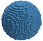 Figure 2: A dielectric sphere as meshed in an FDTD grid. The individual cell edges (electric field locations) are displayed as overlapping grid lines.