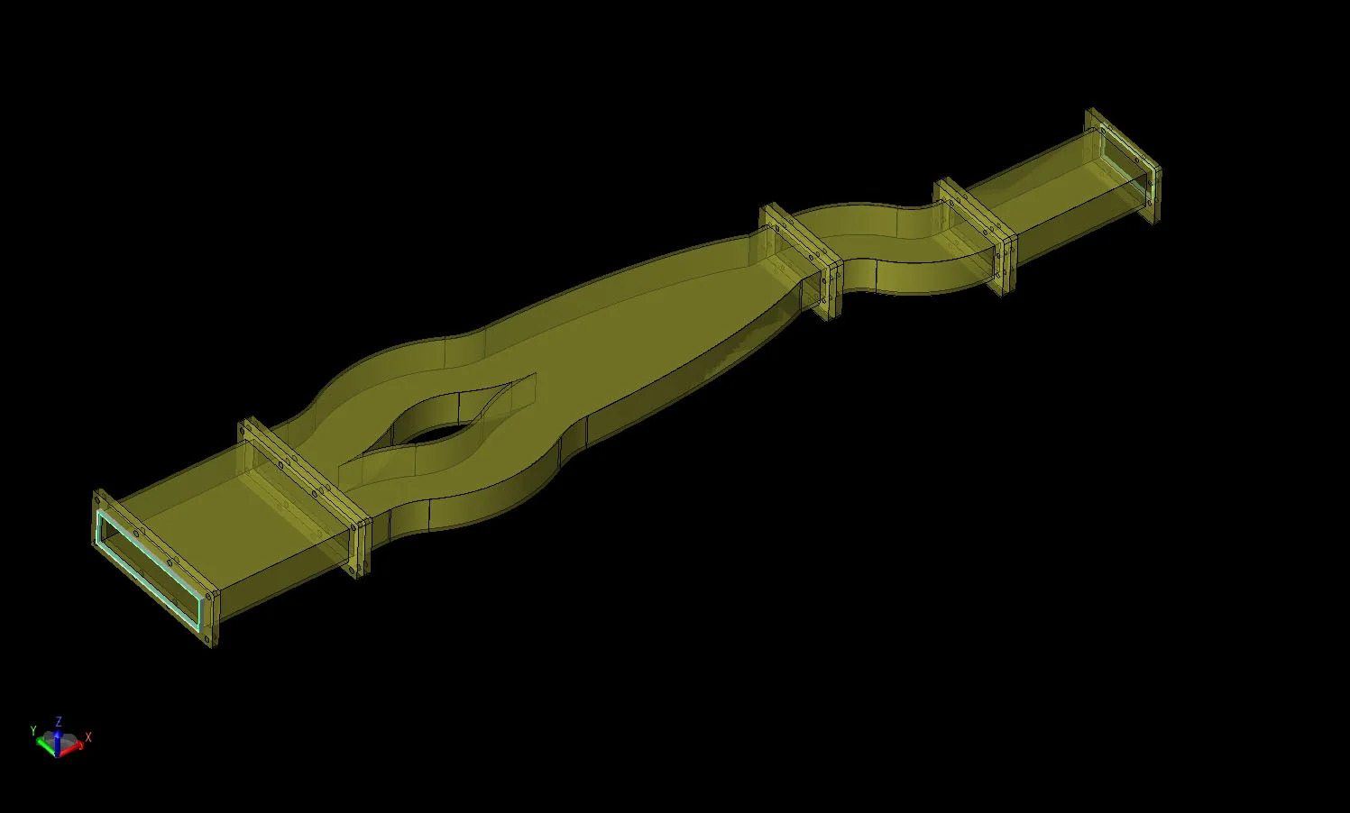 Figure 10 CAD geometry for the multi-mode converter shown in an angled view.