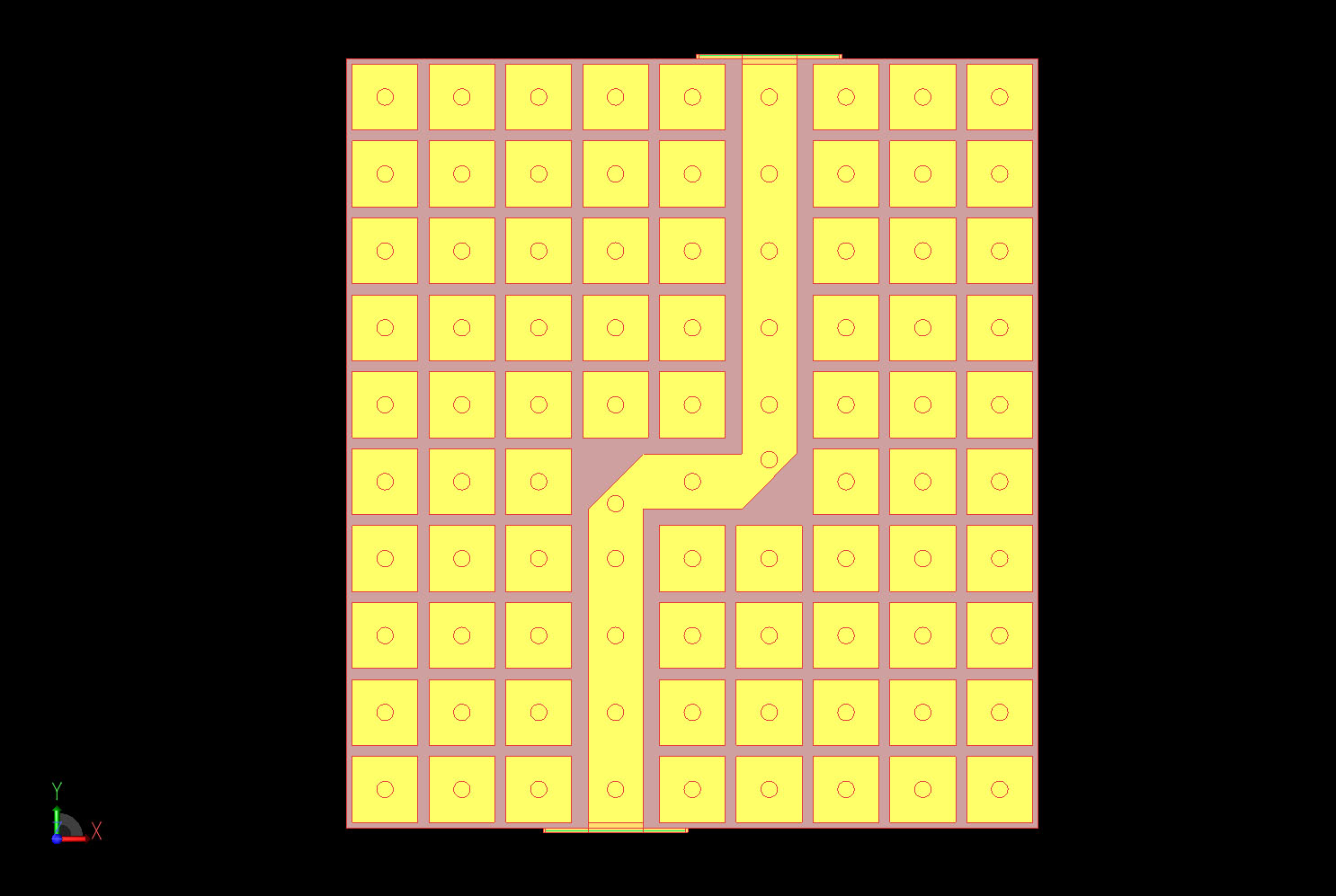Figure 1 A CAD rendering of the geometry shown from the top. Here the lid of the metal box containing the device has been removed to reveal the contents of the interior.
