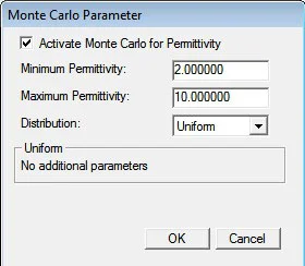 Figure 4 Monte Carlo parameter window.