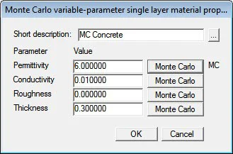 Figure 5 Monte Carlo variable-parameter window after Monte Carlo has been activated.