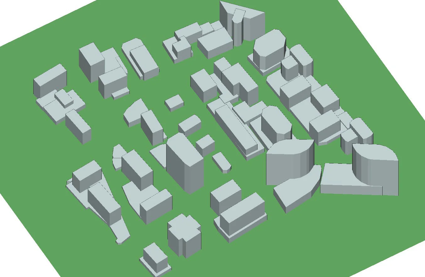 Figure 1 Rosslyn city and terrain file within the Wireless InSite GUI.