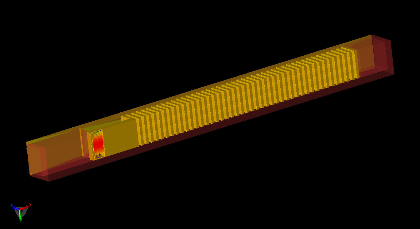 Figure 3 Bottom view of the device showing the input port with the waveguide excitation.