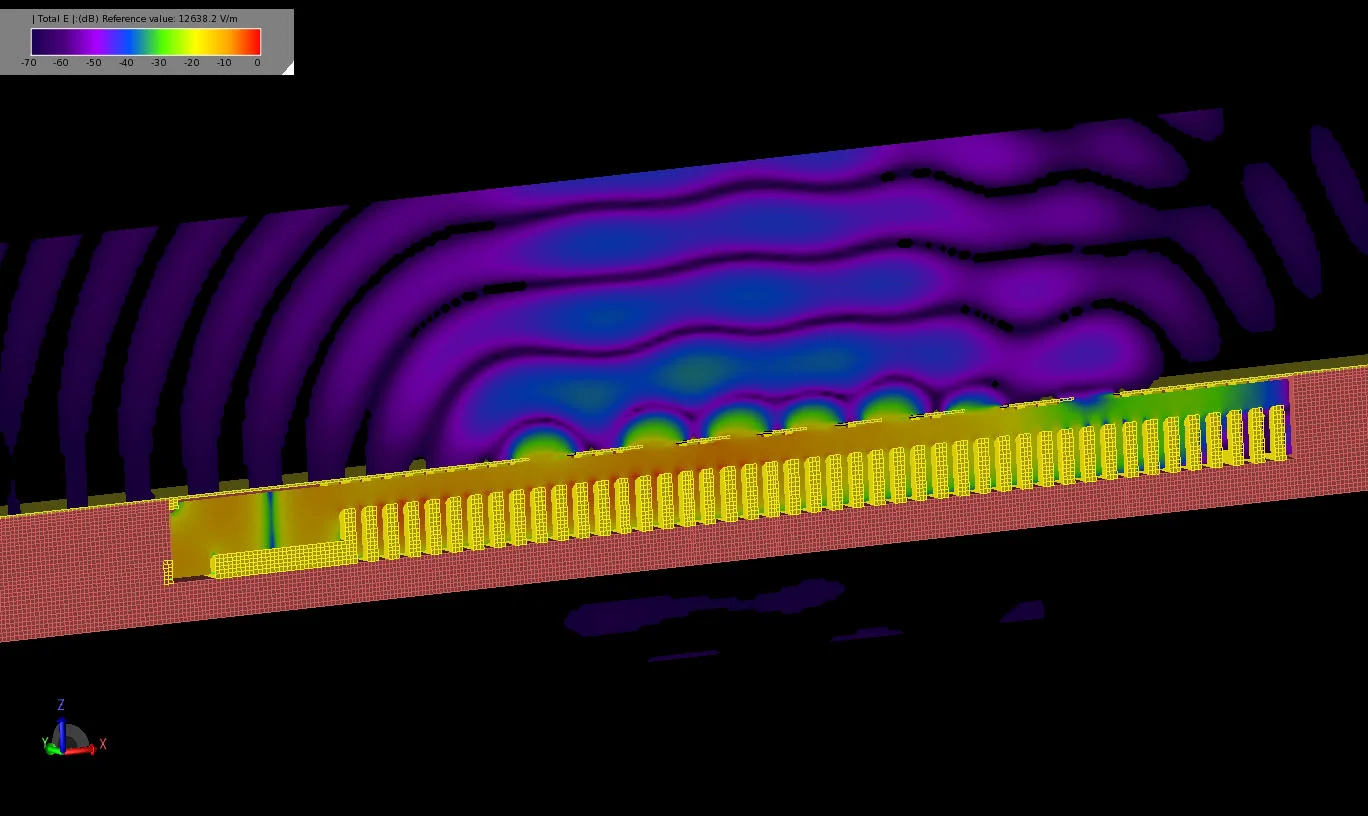 Figure 9 Image of the transient electric field in a cross-section of the device.