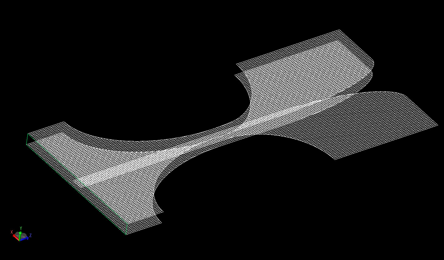 Figure 3 Mesh view of the Vivaldi antenna at a resolution of 0.5 mm.