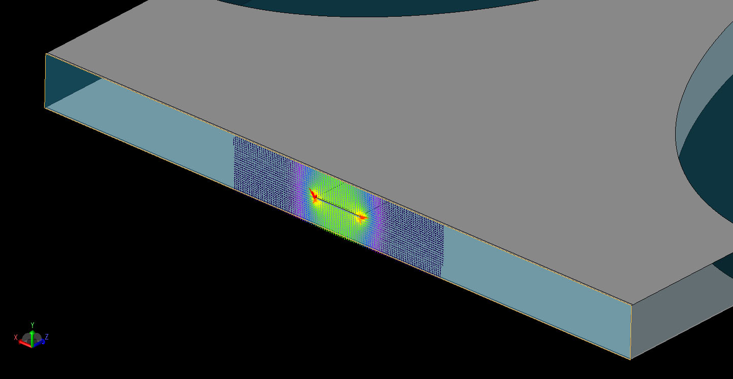 Figure 4 Detailed view of the TEM port excitation used to simulate the antenna.