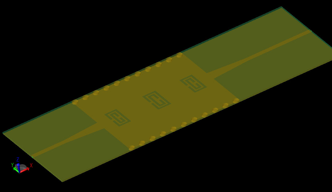 Figure 1 CAD geometry of SIW filter