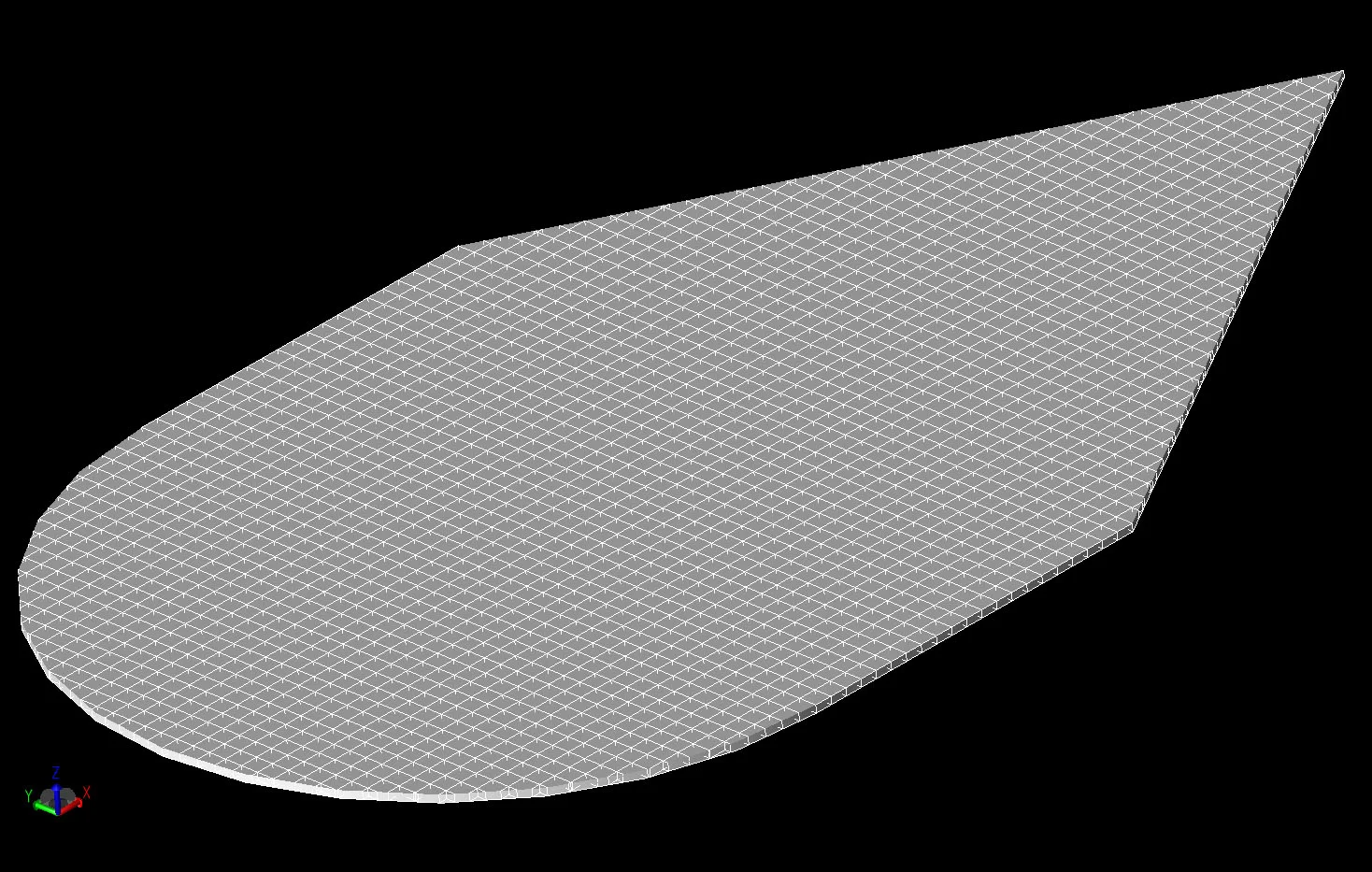 Figure 5 A three dimensional view of the Wedge Plate Cylinder geometry mesh.