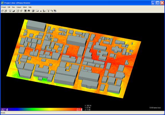 Figure 7. Area coverage prediction for transmitter on Slater St .