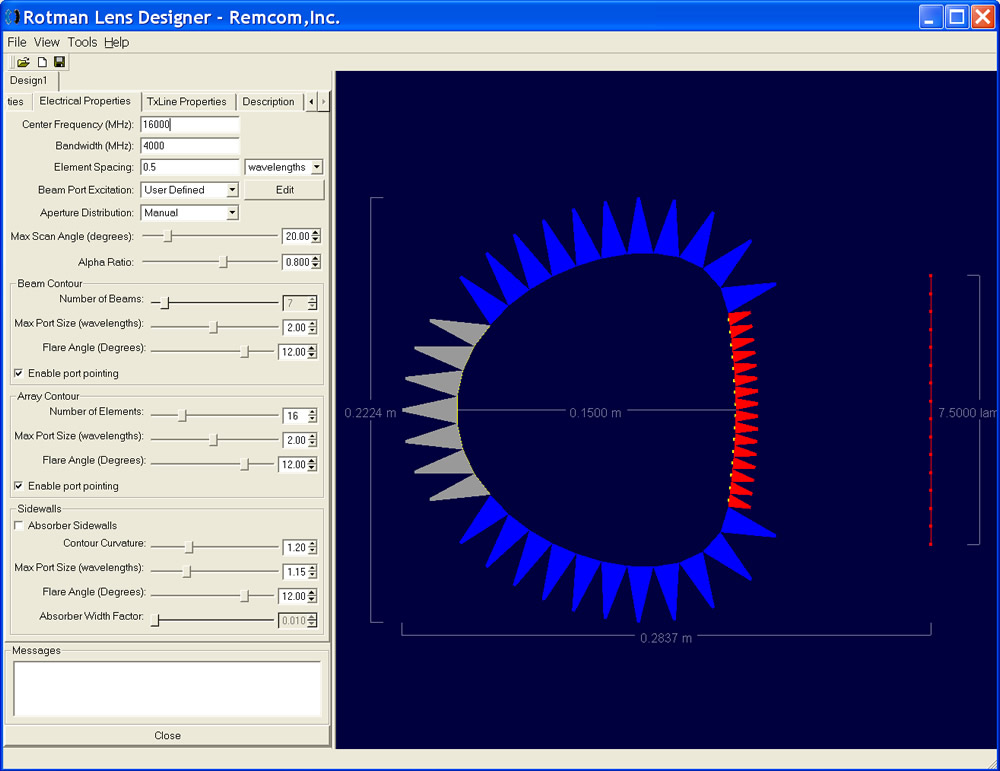 Figure 1: Untuned lens for Design 1 after most parameters are entered.