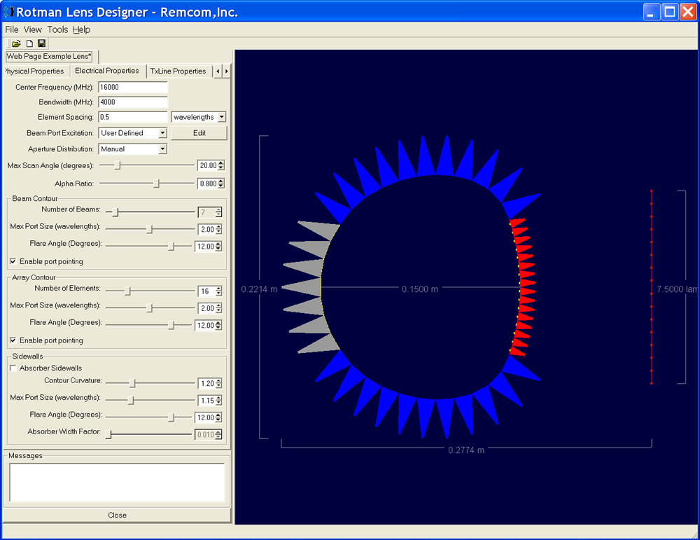 Scanning Lens Design Lens Design at 16 GHz | Remcom