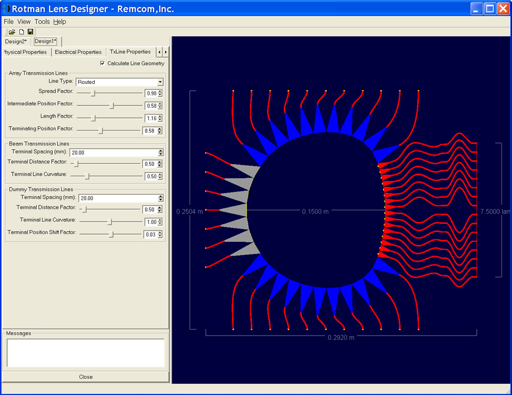 Figure 7: Thick transmission lines for tuned Design 1.