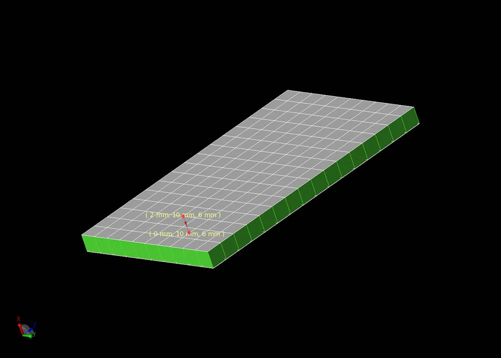 Figure 1: Mesh representation of patch antenna showing offset feed.
