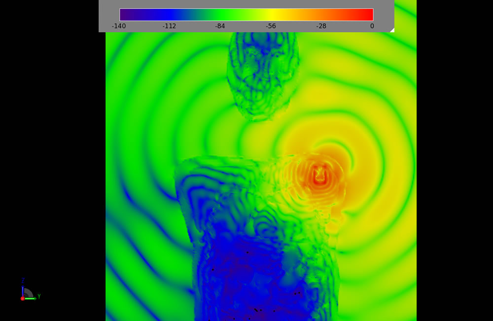 Figure 8: A slice of time domain fields through the body.
