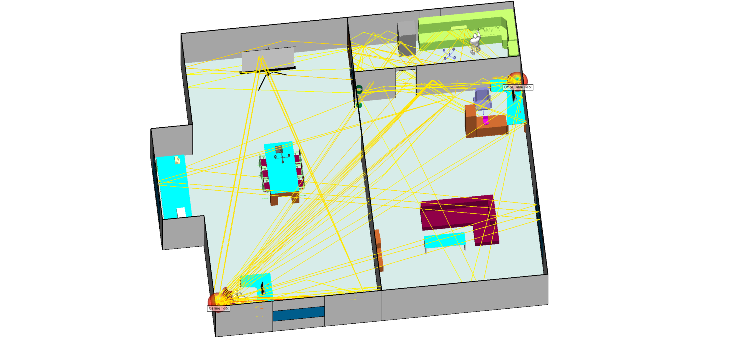 Propagation paths between AP and single laptop location
