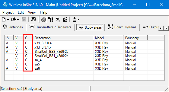 Figure 2: Wireless InSite’s Study Area Tab indicates whether a valid cache is available.
