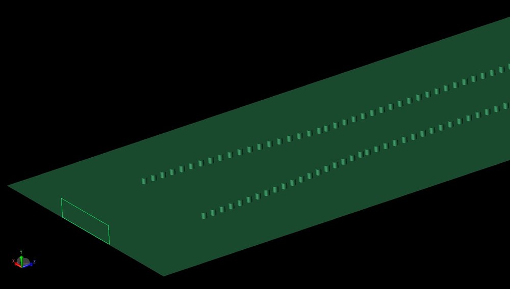 Figure 5: In this figure the substrate layer has been removed and the ground plane and vias are visible.