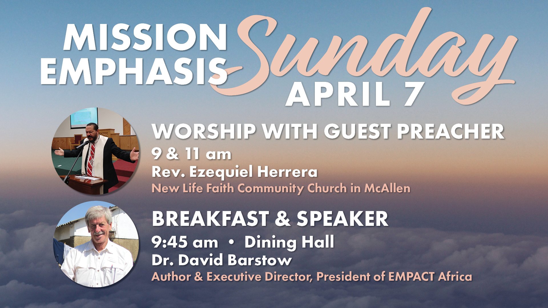 All are invited to join us for our 9 &amp; 11 am worship for this once-a-year opportunity to connect with and learn from our mission partner, New Life Faith Community Church with our guest preacher, Rev. Ezequiel Herrera. Also, join us  at 9:45 am in