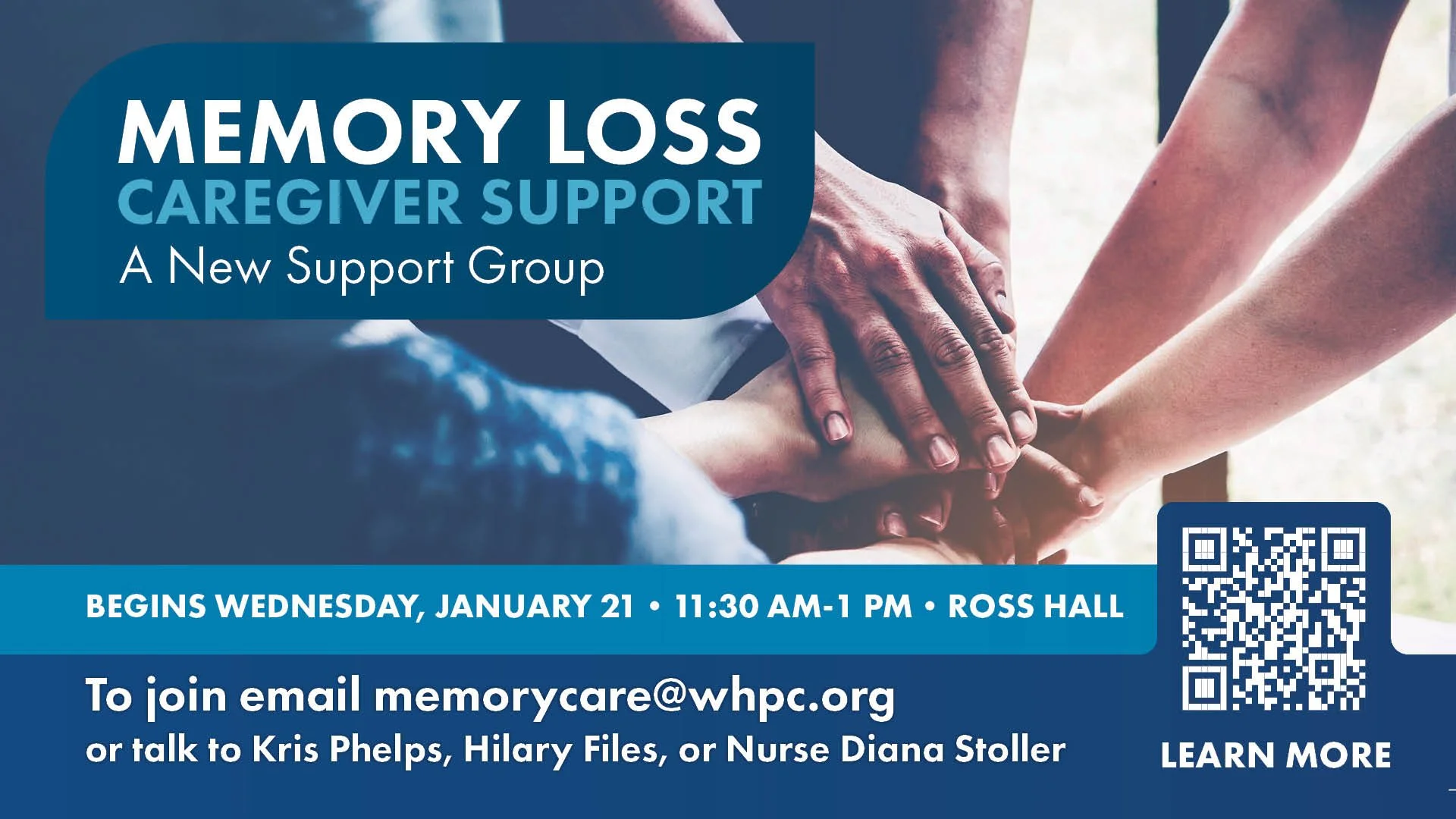 Memory Loss Caregiver Support Groups | WHPC offers free support for caregivers across the Austin community.

🗓 1st Wednesday | Lunch &amp; Learn
Education, peer support, and a catered lunch

🆕 🗓 3rd Wednesday | Support Group
This new support group