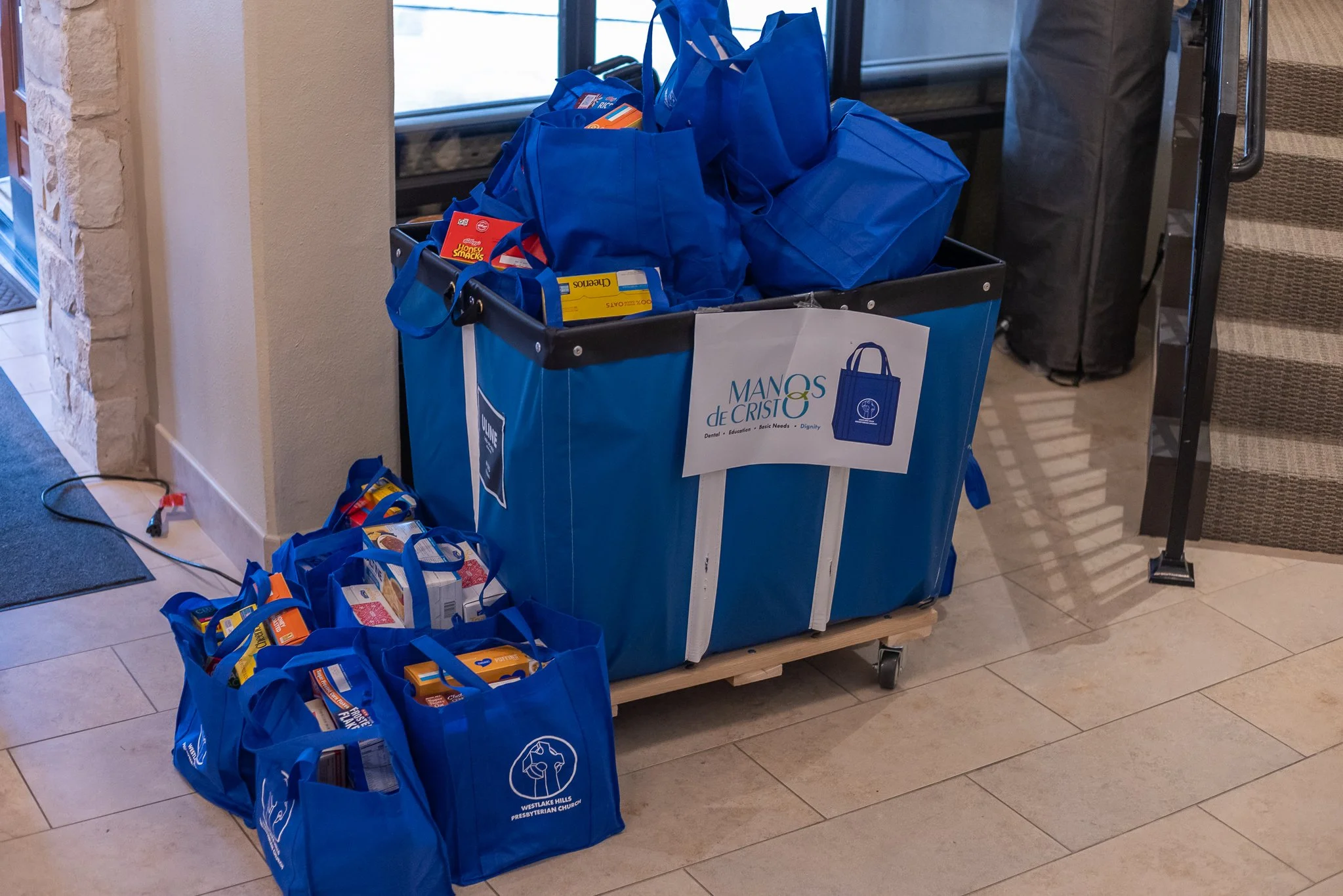 Pick up your blue shopping bag at WHPC this Sunday and help support families through @manosatx. Fill your bag with any of the requested items below and return it to WHPC next Sunday. You&rsquo;re welcome to purchase multiples to help even more famili