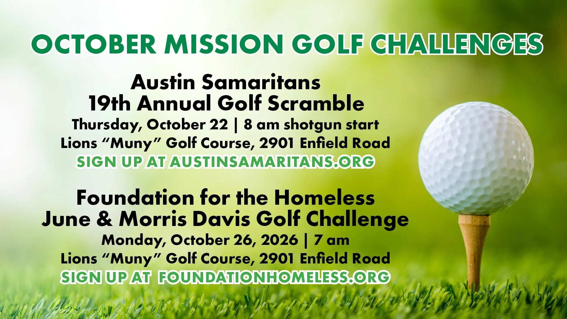 OCTOBER MISSION GOLF CHALLENGES