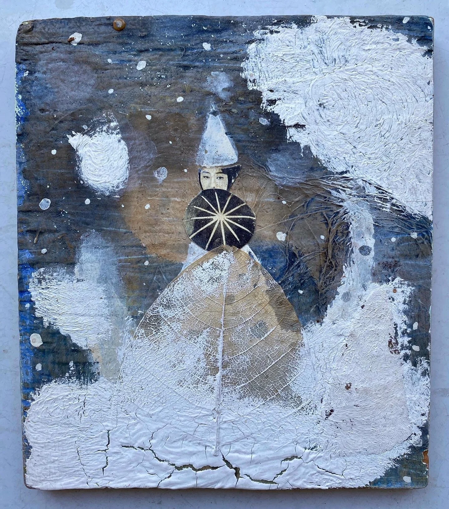 Winter ❄️ from the series, The Four Seasons, Mixed media on wood, c. early 2000&rsquo;s

#winter #painting #mixedmedia #art #illustration #davidpohl