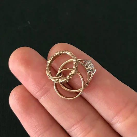 Three Ring Wedding Set Charm | Vintage | 9k Gold | 1940's