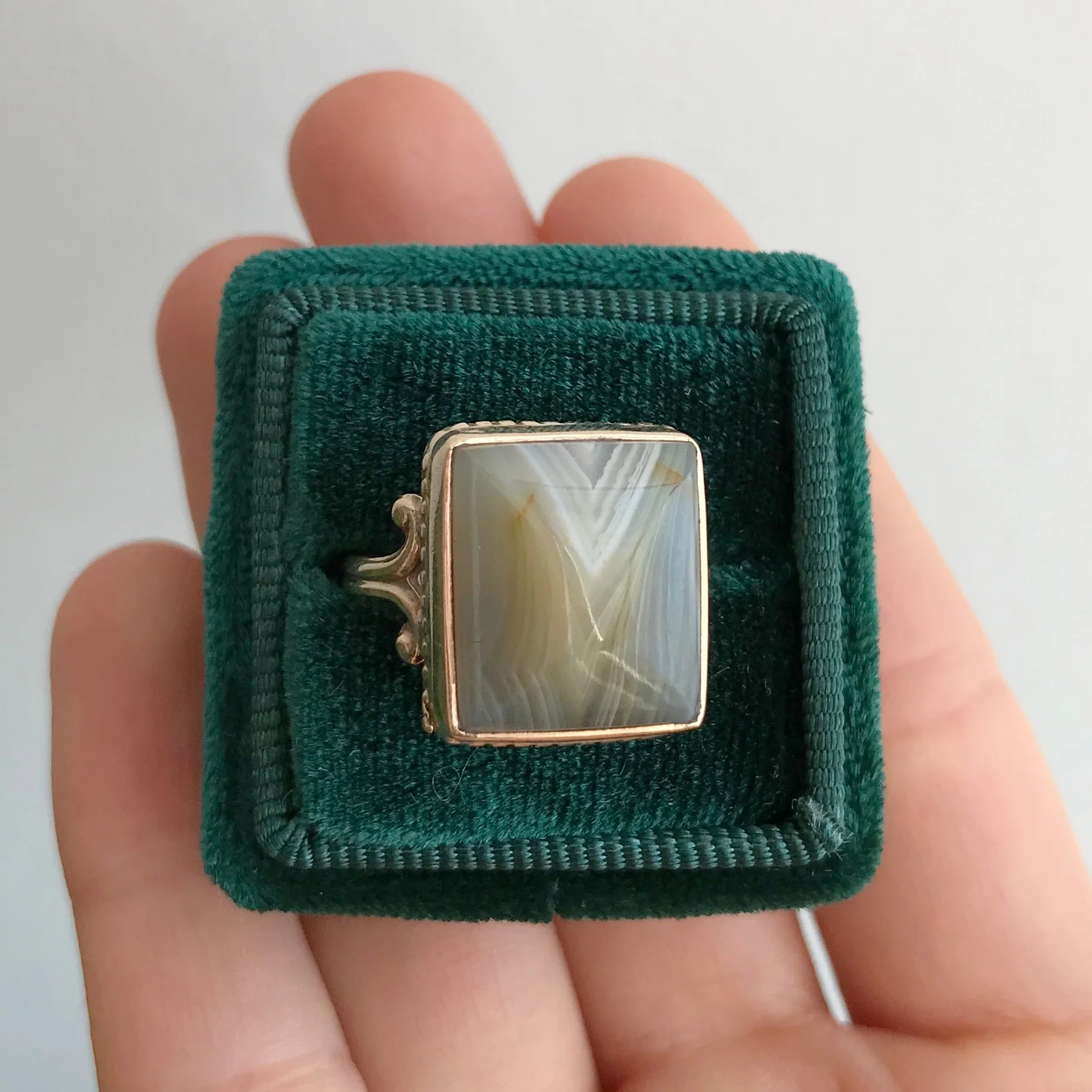 Vintage Square Agate Ring
