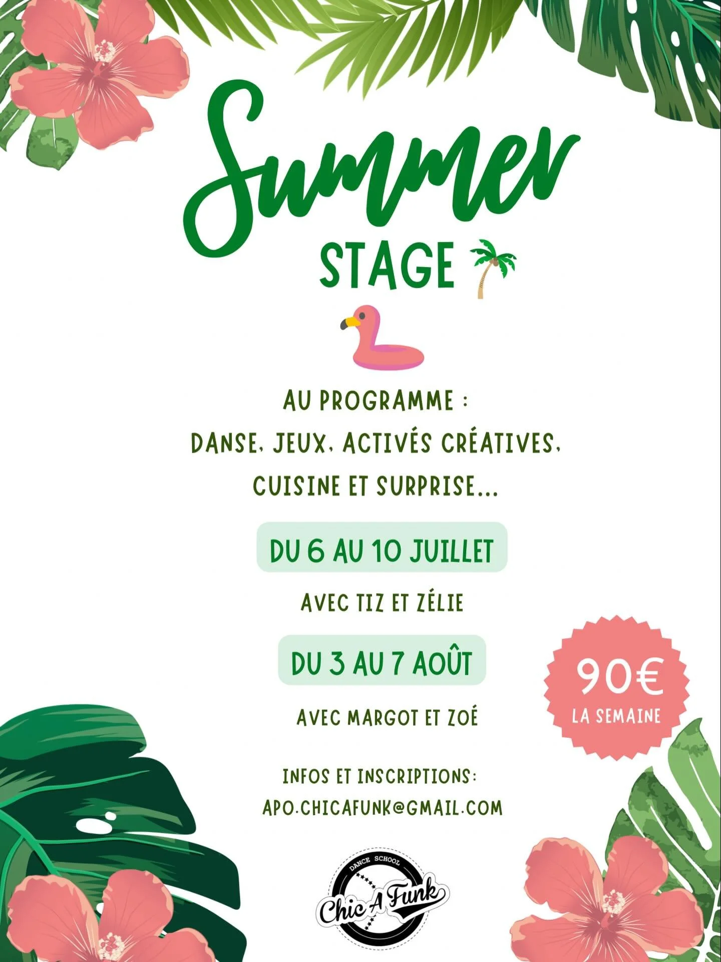 🌞 Stages d&rsquo;&eacute;t&eacute; pour enfants 🌈

Envie d&rsquo;un &eacute;t&eacute; fun, cr&eacute;atif et plein d&rsquo;&eacute;nergie pour vos enfants ? 🎨💃

Nous organisons deux semaines de stages :
📅 Du 6 au 10 juillet
📅 Du 3 au 7 ao&ucirc