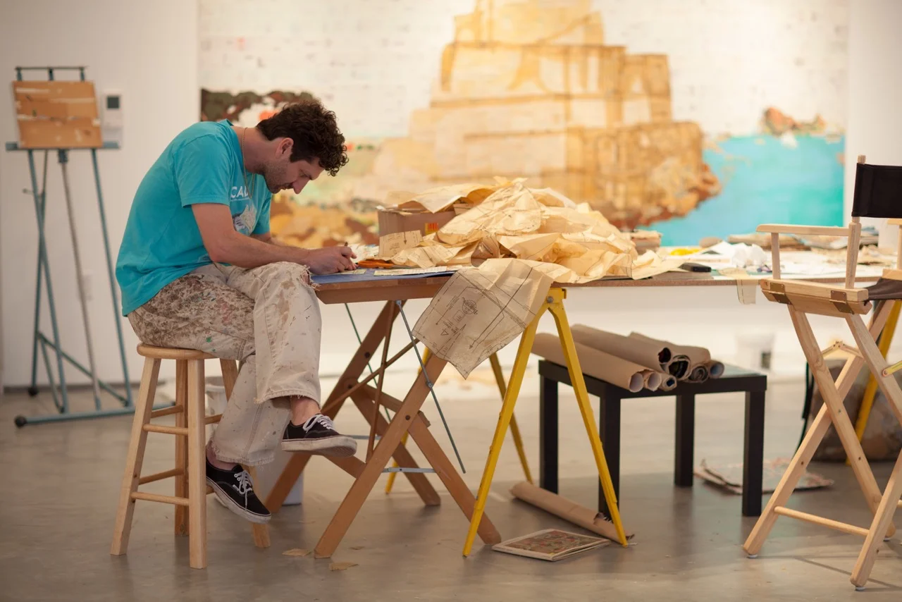 working on the painting