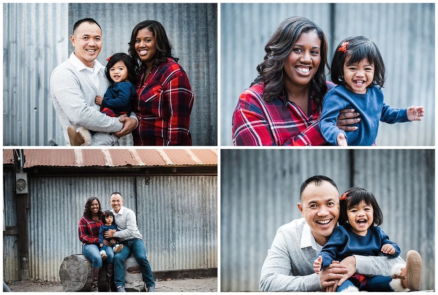Kari Webb Photography San Juan Capistrano four photos of family at steel barn.jpg