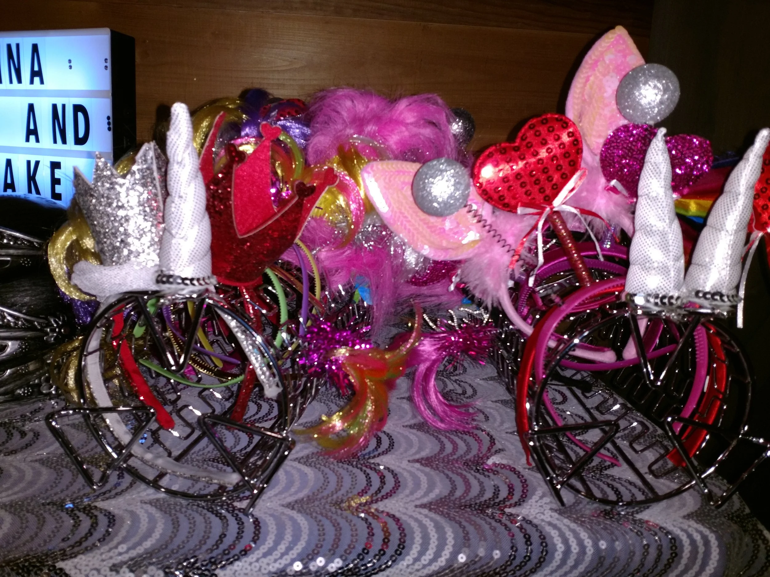 We've got head bands! So many to choose from. Go ahead, fit as many as you can on your head!!