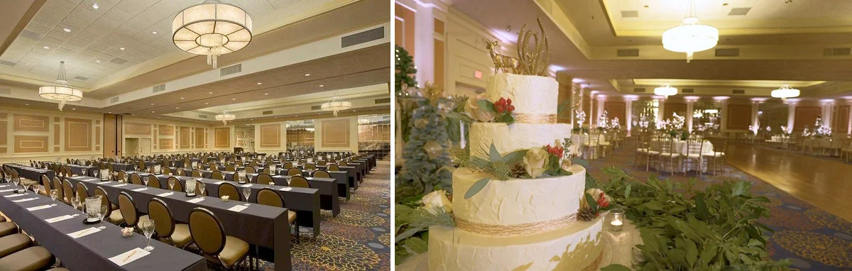 Before and after - gold uplighting at the doubletree hotel in danvers, ma