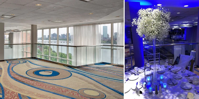 Before and after - Purple uplighting at the hyatt regency cambridge