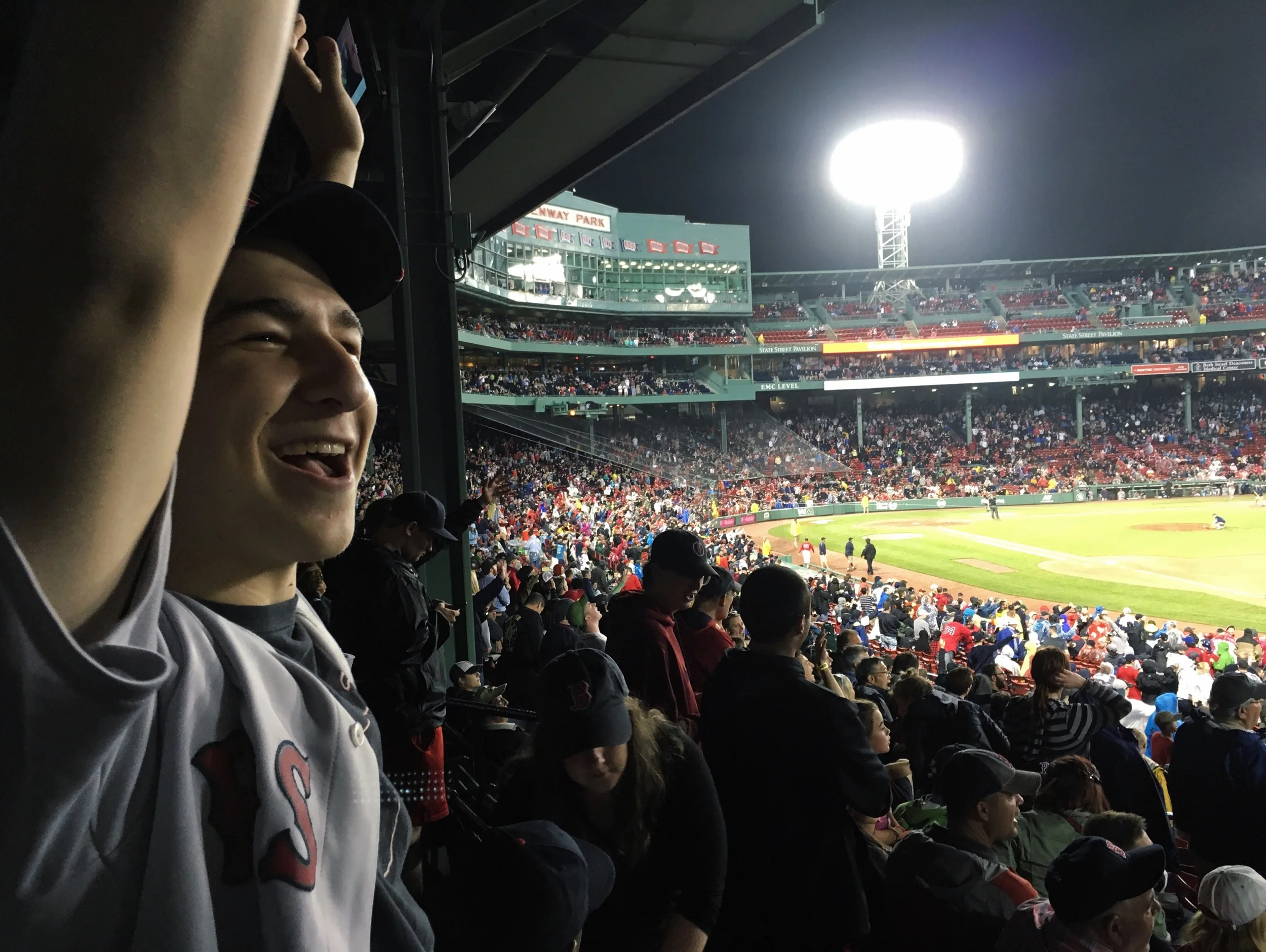 Harris, during a particularly rousing chorus of 'Sweet Caroline'.