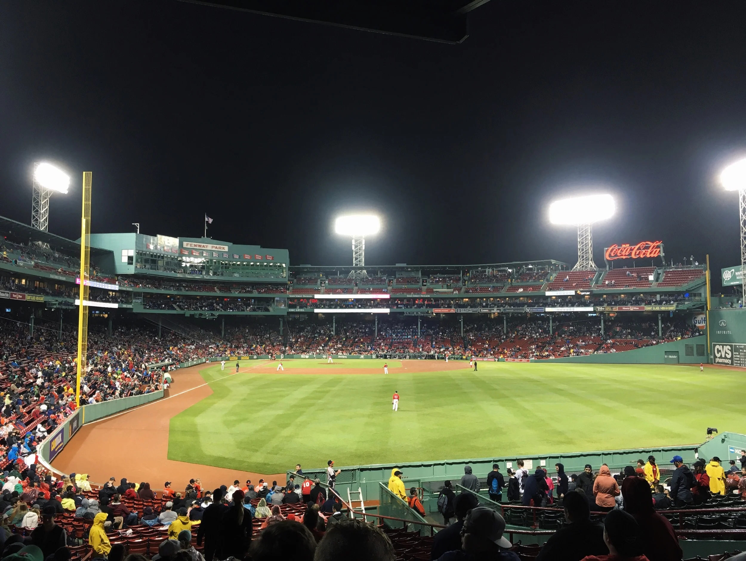 We wound out way down the first base line to the last sheltered seats in the stadium.