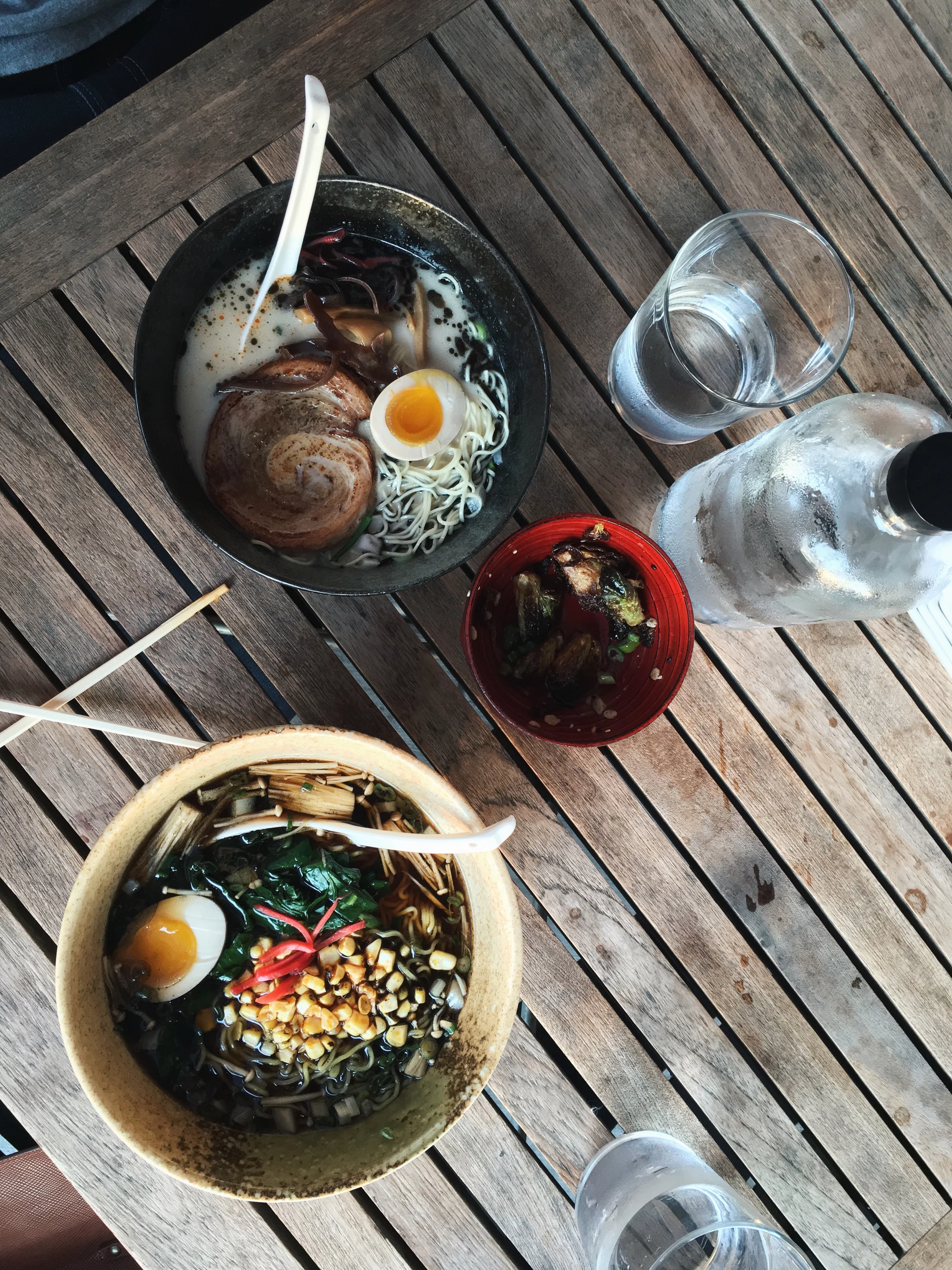 One thing I'm already looking forward to about winter: hot broth bowls brimming with porky, eggy, savoury goodness. Ramen creds: Two Ten Jack . May not have a sign in the door, but they have corn in their ramen. And that's what's important.