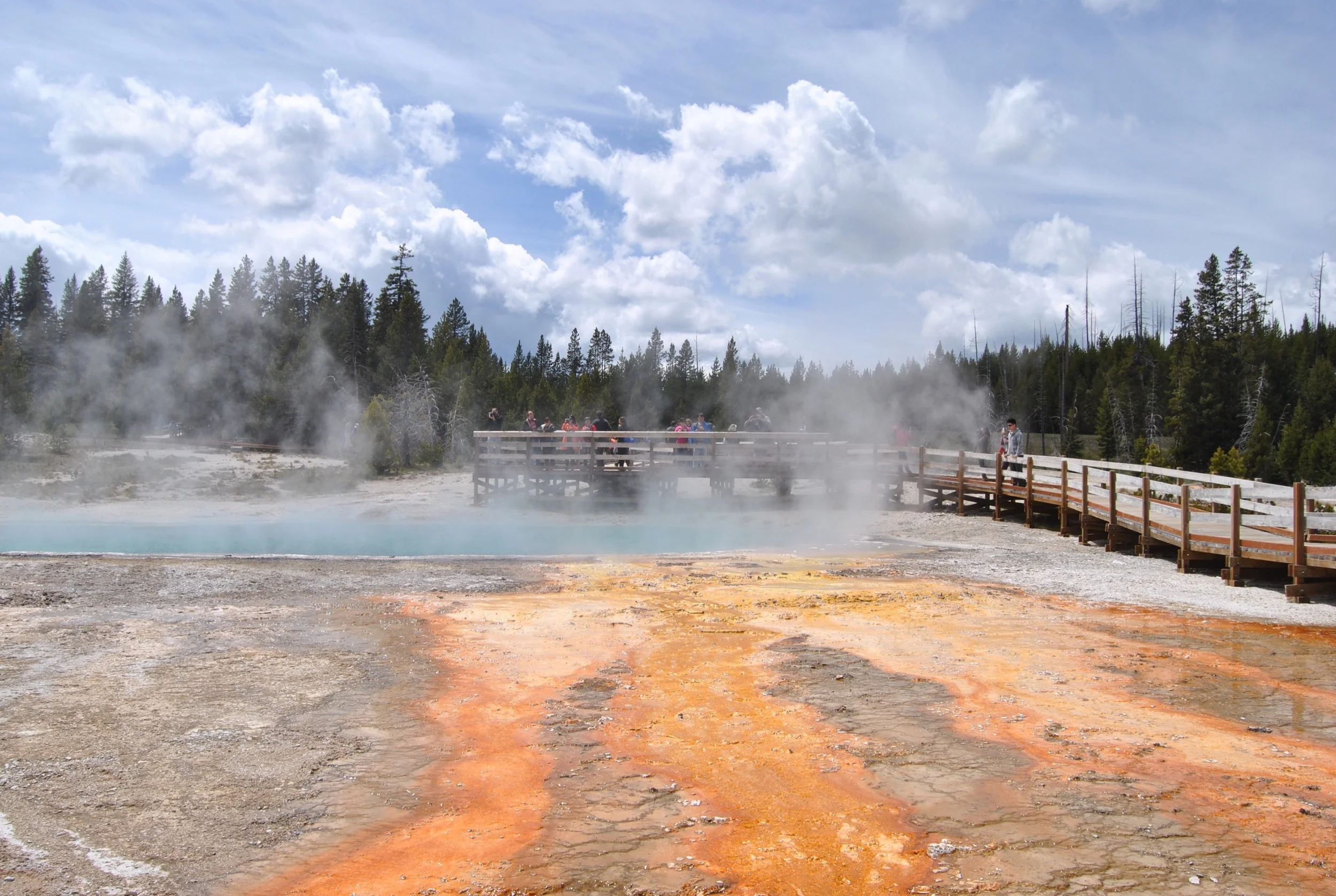 Our next stop was at West Thumb geyser basin. It's one of the smallest, but rather scenically overlooks Yellowstone Lake.