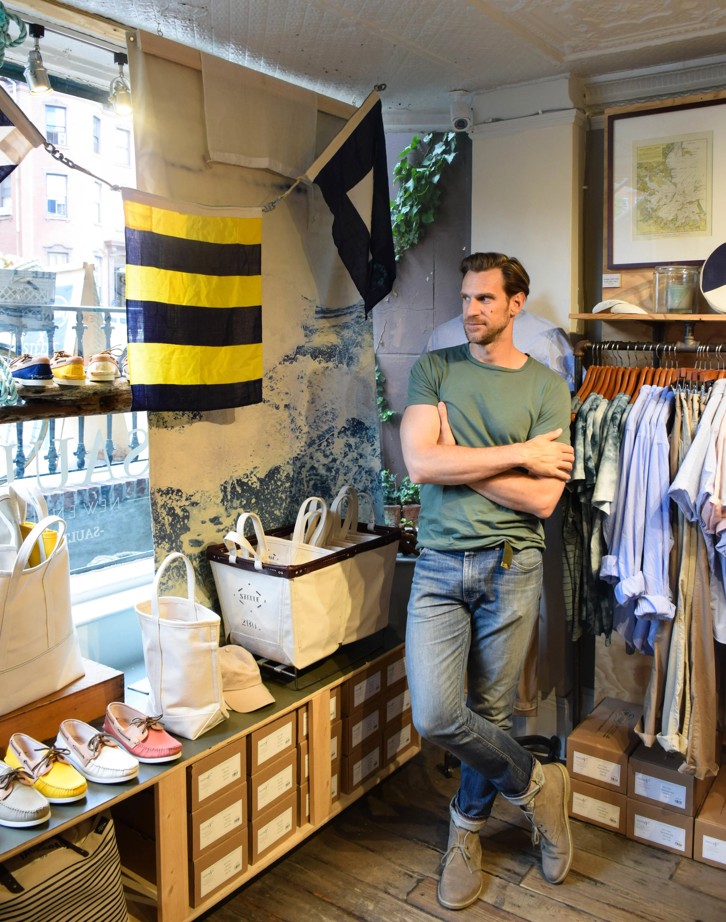 “We’re not a super fashion forward town,” Saul says. “We definitely have some fashionable people, but I don’t feel like we as New Englanders are trying to out-cool everybody else.” Saul’s clothing may not be particularly flashy, but he specializes in making people feel good about what they’re wearing, ensuring they leave with not just a new outfit, but confidence too.