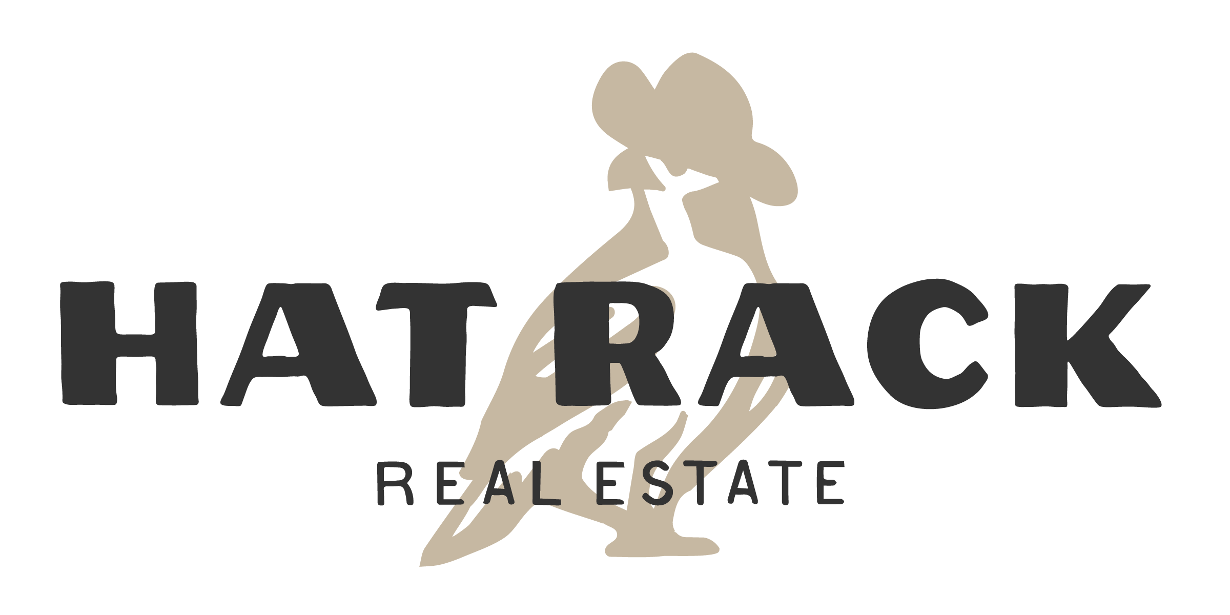 A handsome hawk wearing a hat and the hat rack real estate logo