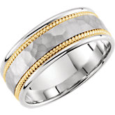 Stuller Two-tone Hammed Men's Gold Wedding Band