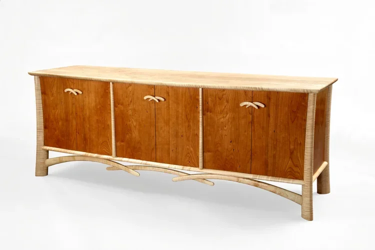 Cherry and Tiger Maple Credenza