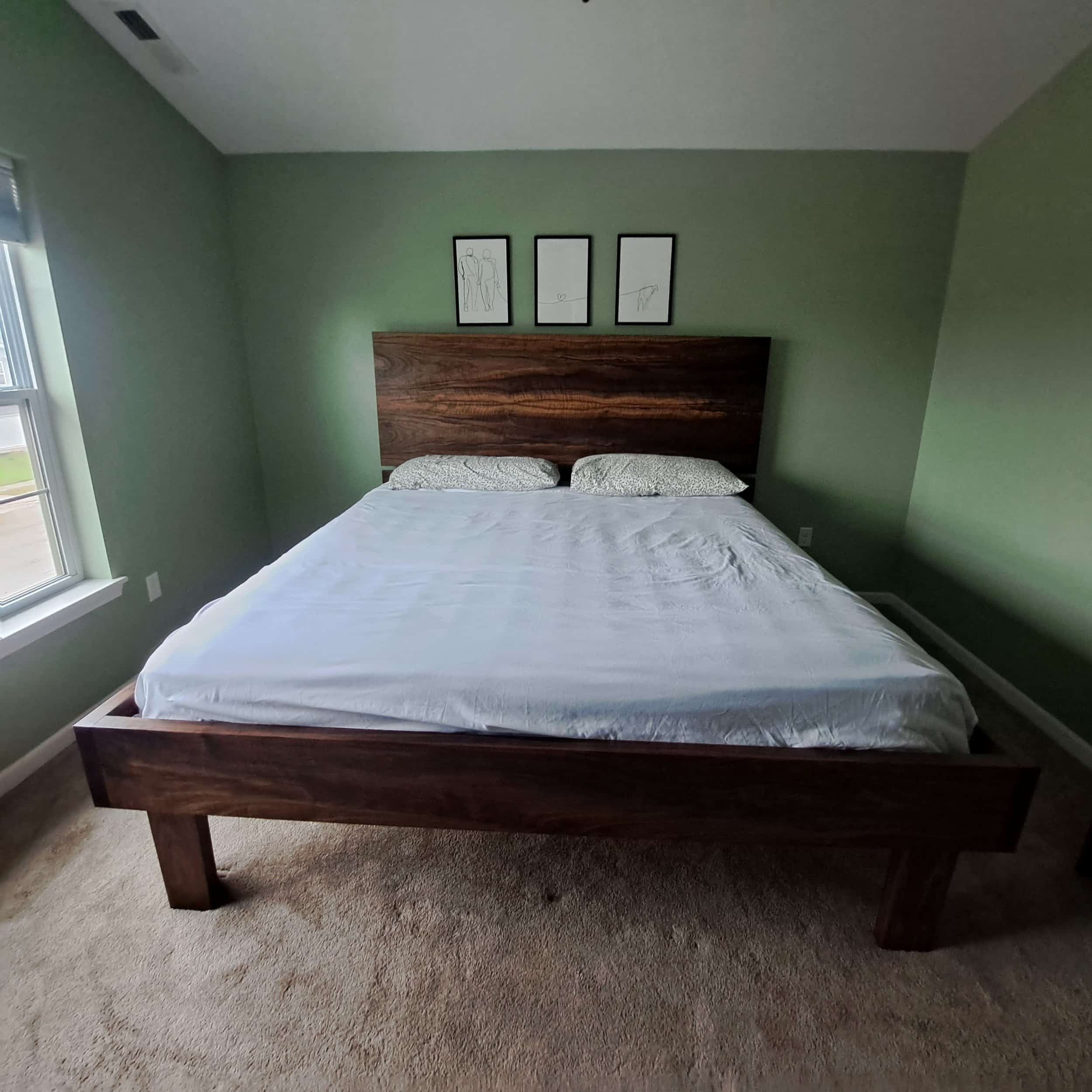 Walnut headboard bed
